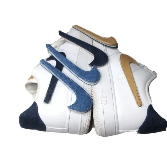 Nike Air Force 1 Low White 3D Removable Denim Swoosh CT2263-100 Mens 10 NEW Nike Air Force 1 Low White 3D Removable Denim Swoosh CT2263  main image 4